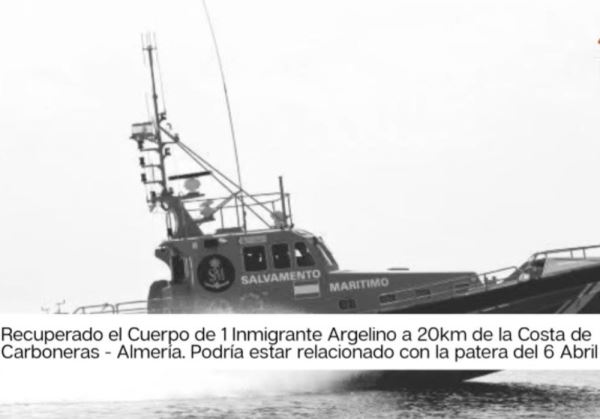 Recuperado el Cuerpo de 1 Inmigrante Argelino a 20km de la Costa de Carboneras - Almería